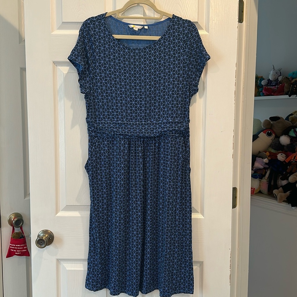 Boden Blue pattern knit dress 14R